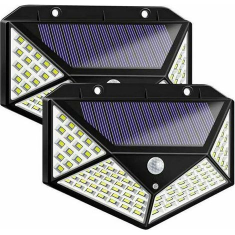 Lampe Solaire Extérieure 100 LED avec Détecteur de Mouvement, 3 Modes d'Éclairage, Étanche IP65 pour Jardin et Parking (1/4)