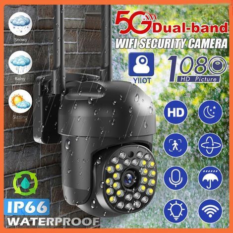 Caméra de sécurité extérieure sans fil - 5G - PTZ 2MP - 2.4G/5GHz Dual Bands - Vision nocturne couleur - Alarme son/lumière - Détection de mouvement - Suivi automatique - Conversation bidirectionnell (1/5)