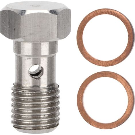 Stainless steel brake fitting adapter, 7/16 inch x 20.25mm UNF banjo bolt, with 2 washers (1/5)