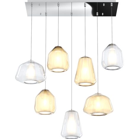 SOSPENSIONE CROMO 7 LUCI RETTANGOLARE VETRI (ALPHA TR + AM) (BETA 1X TR + 2X AM) (GAMMA AM + TR) 1176CR-S7 R ABG-TA