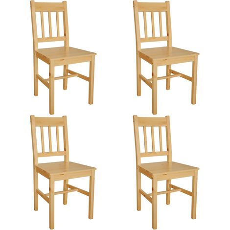Juego de 4 sillas de comedor/cocina de madera de pino de estilo rústico CDS021329