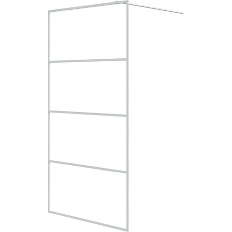 Duschwand Weiß 100x195 cm ESG-Glas transparent (1/3)