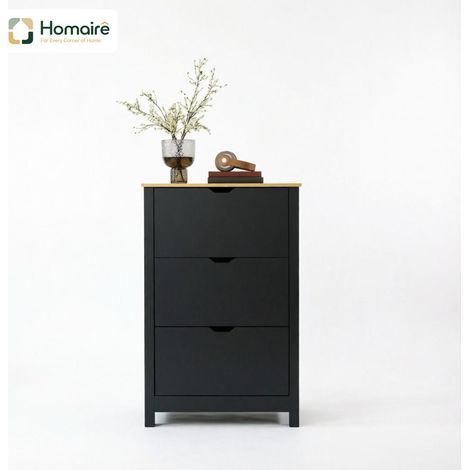 Meuble de rangement avec tiroirs, noir, en décor bois 72 x 26 x 112 cm HOMAIRE (1/5)