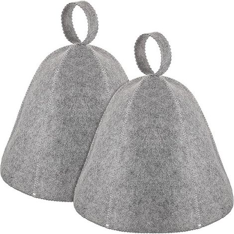 Unisex-Saunahut, Woll-Saunahut, Dampfhut, russischer Saunahut, Badezimmeraccessoires – zwei graue Teile (1/5)