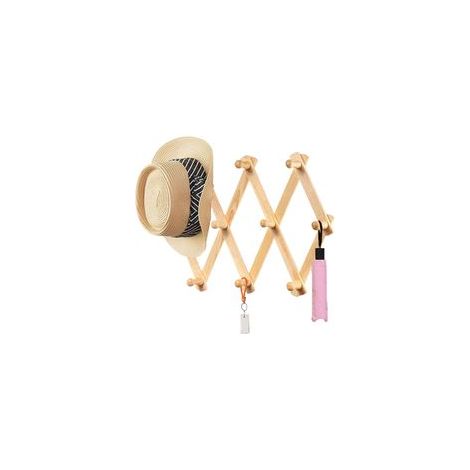 Cintre rétractable Porte manteau mural Extensible en Bois 10 Peg Pinces à Linge Vertical Wallmount Manteau Hat Chiffon Rack de Stockage