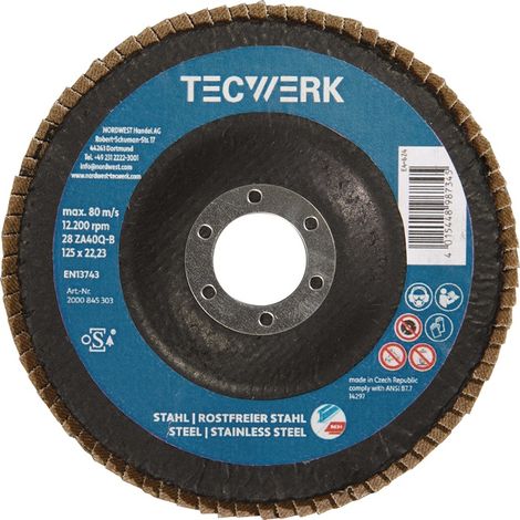 TECWERK Premium-Fächerscheibe 2in1 D.125mm K.60 fl.INOX/Stahl ZK TECWERK