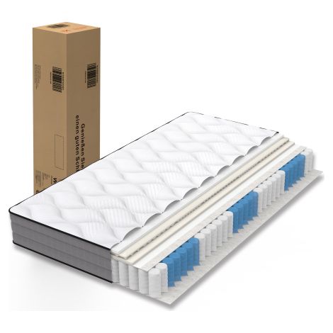 Matelas Deluxe 160x200cm H3 20cm 1000 ressorts ensachés certification OEKO-TEX housse en lyocell (1/5)