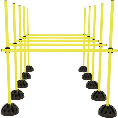 AUFUN Haies de Vitesse et d'agilité Bâtons d'entraînement pour Le Fitness Ensemble de Haies réglables pour Divers entraînements Obstacles de Coordination (Jaune) (1/5)
