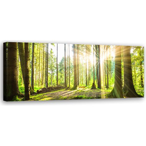 Tableau sur toile Soleil dans la forêt 90x30 (1/5)
