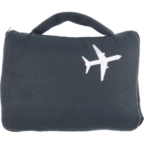 Plaid de voyage rectangle 120x150cm polyester anthracite + Housse transport - COSYAIR (1/5)