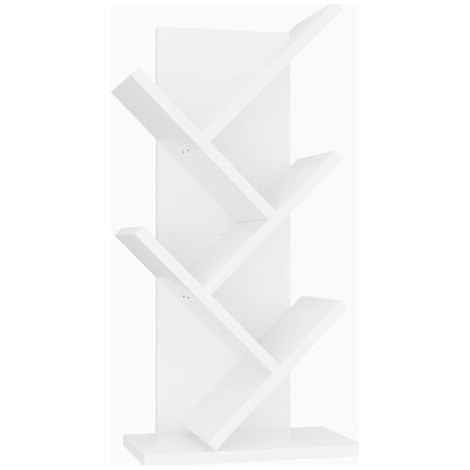 4-Tier Tree Bookshelf, Freestanding Bookcase, Storage Shelf for Magazines, CDs, for Living Room, Bedroom, Office, 30×17×60CM White (1/4)