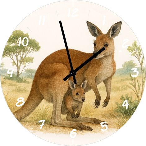 Horloge murale en verre kangourou 29 cm (1/2)