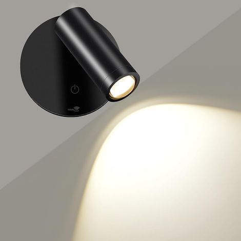 SMY Spot sans Fil Rechargeable, avec 3 Températures de Couleur, Fonction Minuterie, Commande Tactile et Télécommande, Dimmable, pour Éclairage d'Art, Décoration de Chambre et Salon, Noir, 1 Pièce (1/5)