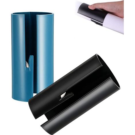 2 Pièces Papier d'Emballage Cutter, Rouleau D'outil De Coupe De Papier, Coupe-Papier d'Emballage Coulissant, Cutters de Papier Cadeau, pour Papier Cadeau en Rouleaux Papier DIY Cadeau, Bleu, Noir (1/5)