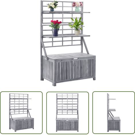 The Living Store Aufbewahrungstruhe mit Rankgitter 99x55x160cm Massivholz Akazie - Gartentresore - Gartenkisten - Holzkasten - Aufbewahrungsmöglichkeit Im Freien - Blumenträger (1/5)