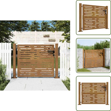 The Living Store Puerta de jardín 100x75 cm de acero corten con diseño cuadrado - Acero corten