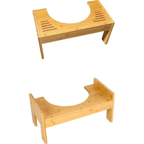 Tabouret de toilette en bambou, hauteur réglable, design durable, Bambou (1/2)