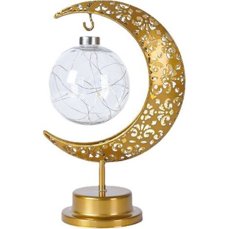Lampe Lune de Table en Fer Forgé à Motif Ajouré LED - Décoration Lumineuse Nocturne Sphérique (1/5)