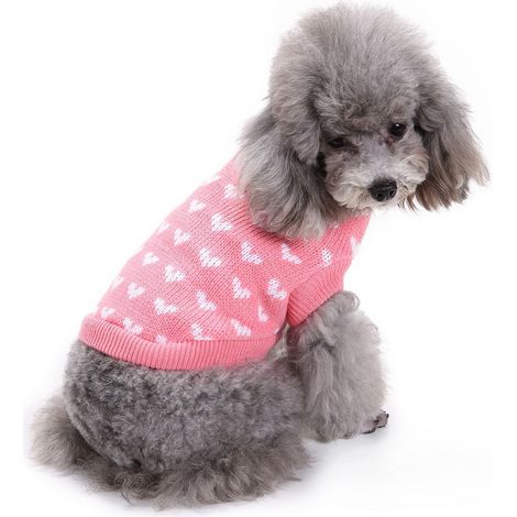 Pull-over Pour Chien - Pull En Tricot Doux Et Chaud - Compatible Chiens De Race Petite Et Moyenne - Rose - XXL (1/5)