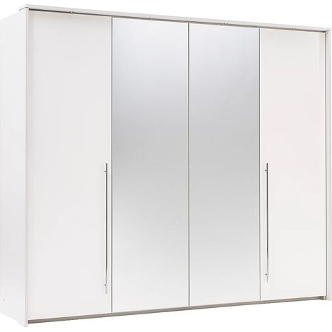 Armadio 2 ante con specchio e LED L255 cm Bianco - INGINA (1/5)