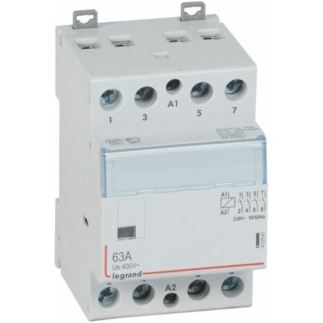 Contacteur de puissance CX³ bobine 230V sans commande manuelle - 4P 400V - 63A - contact 4F - 3 modules - LEGRAND