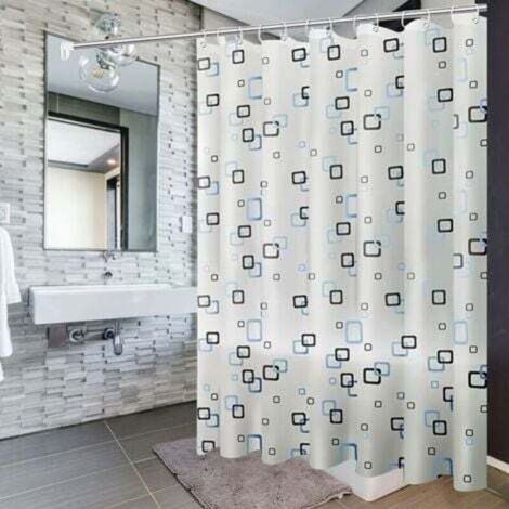 200x200cm Rideau de douche, doublure de rideau de douche avec crochets et boucles, anti-moisissure, anti-bactérien, imperméable et lavable, adapté aux salles de bains. (1/4)