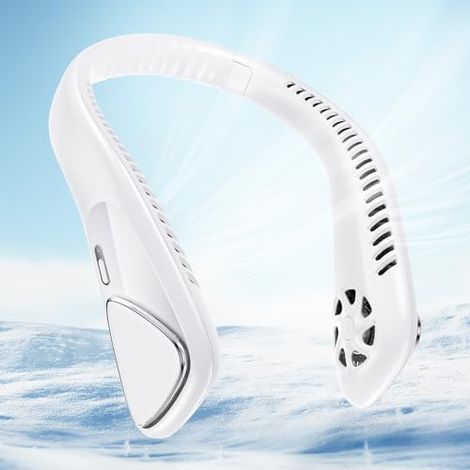 Jialexin Tragbarer Nackenventilator, Hals Ventilator Wiederaufladbar mit 6000mah, Persönlicher Ventilator mit 3 Geschwindigkeiten,Blattlos Ventilator FüR Sport,Reisen,Außen,Innen,Geschenk(Weiß) (1/5)