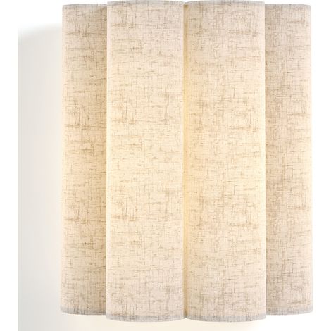 Applique murale avec abat-jour en tissu et structure dorée vieillie - Treya Blanc