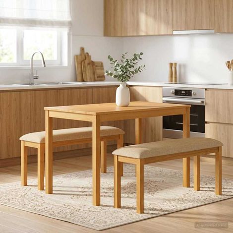Teenpull – Esstischbank 95 x 32 x 45 cm Massivholz Eiche Beige (1/5)