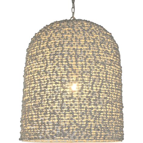 Lampara Techo Hierro Madera 58X58X71 Blanco (1/5)
