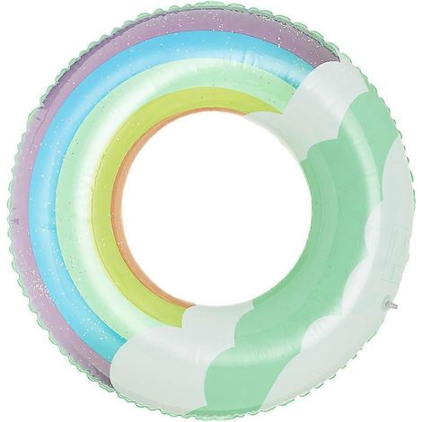 Bouée gonflable à paillettes colorées, idéale pour les loisirs aquatiques estivaux, article de loisirs de plein air.-AquaForge (1/5)