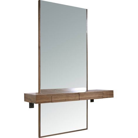 Console murale noyer avec miroir Angel Cerda - Noyer aux veines naturelles et détails subtils (1/5)