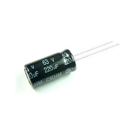 Condensador Electrolitico 220uF 63Vdc Medidas 10x17mm Radial