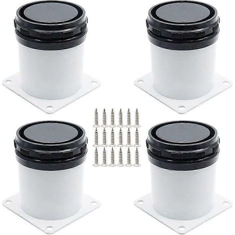 4 pieds de meuble réglables, pieds de table en acier inoxydable avec vis, blancs, 5 cm (1/5)
