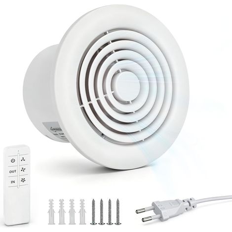 Extracteur D'Air 100mm,2 Directions,3 Vitesses,100 M³/H,Étanche Ipx4,Avec Télécommande,Ventilateur Silencieux 15W Pour Salle De Bain,Cuisine,Wc,Garage (1/5)