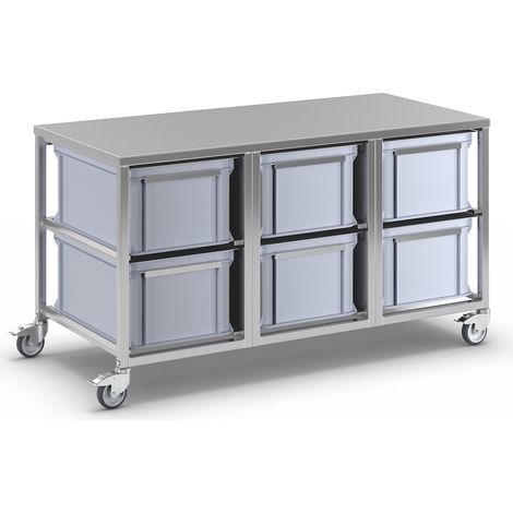 FRANKEL kaiserkraft, Chariot à bacs en inox, 6 bacs de 53 l, L (1/5)
