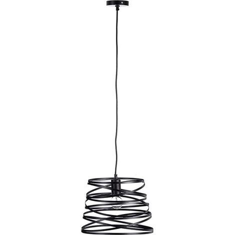 Lampadario a sospensione da soffitto con paralume in metallo a vortice traforato design contemporaneo moderno lampada da soffitto Nero (1/5)