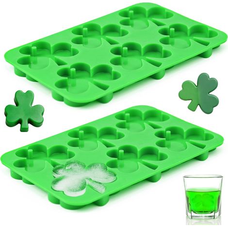 Lot de 2 moules à trèfle, grand plateau de modelage 3D pour boissons, desserts, bonbons et décorations de fête, idéal pour la Saint-Patrick, les réunions de famille et les tables festives, facile à ut (1/5)