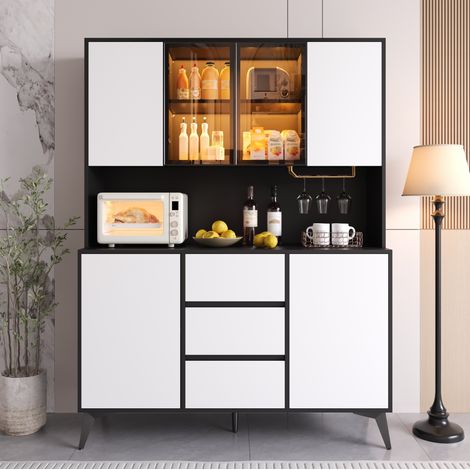 Buffet rangement 120x40x160 cm vitrine LED HAVRYA (1/5)