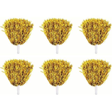 10 Pompons de cheerleading avec poignée droite, effet scintillant, plastique réutilisable, balles de support pour basketball baseball (1/5)
