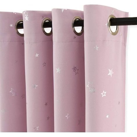 Tende Ulisem per la camera delle bambine - Tenda oscurante a stelle per bambini, motivi argento, drappeggio leggero (1/4)