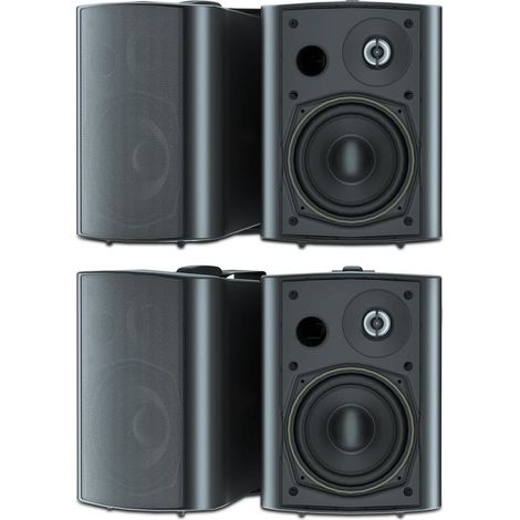 600Watts Etanche Enceintes d'extérieur Bluetooth 5.25 Pouces Haut-parleurs Extérieurs étanches pour intérieur extérieur(4 Haut-parleurs,Noir) (1/5)