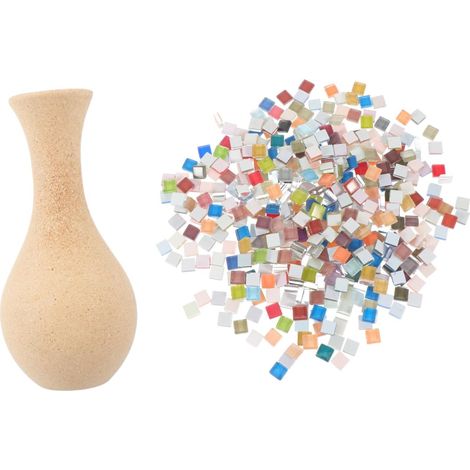Vase à Fleurs Diy En Bois Artisanal 1 Grand Vase Neutre Avec 450 Pièces Mosaïque Multicolore Pour Décoration Manuelle Présent Éducatif Garçon Et Filles Maison (1/5)