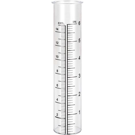 Tube de rechange en verre pour pluviomètre de jardin extérieur – capacité 19 cm (6") – dimensions hors tout: 19 cm de profondeur x 3,7 cm de diamètre (1/5)