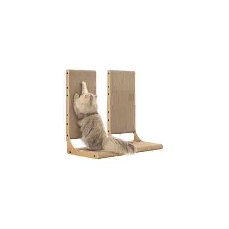 2er-Pack Katzenkratzbretter, 65 cm hohe, L-förmige Kratzbäume aus Pappe für Wohnungskatzen, Kratzbaum für Wand und Sofa, Groß-Crezuo