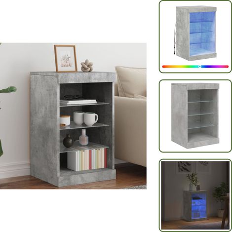 Sideboard mit LED-Leuchten Betongrau 41x37x67 cm - Schreibtisch - Wohnzimmermöbel - Sideboard - Regal - TV Stand (1/5)