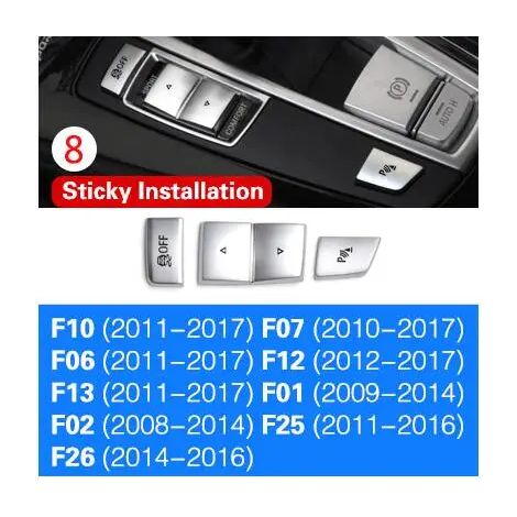 (I)LHD Convient aux BMW F10 F07 F12 F13 F20 F30 F32 Accessoires intérieurs automobiles optionnels Autocollant de protection chromée pour boutons de voiture (1/5)