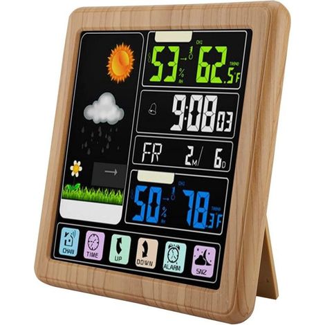 JSSEVN-Station Météo sans Fil Thermomètre Intérieur Extérieur sans Fil à écran Tactile Complet avec Capteur, Station de Prévision électrique à écran LCD