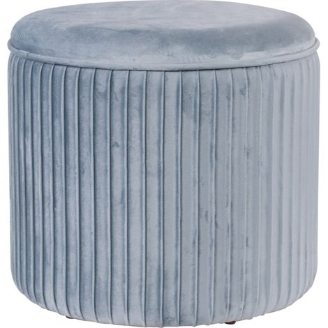 Sgabello Contenitore Pouf Imbottita Leon in Velluto Grigio 38 cm