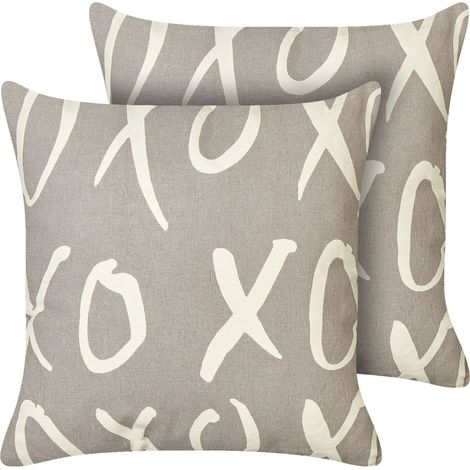 Dekokissen 2er Set TELOPEA Baumwolle 45 x 45 cm Grau Mit Aufschrift